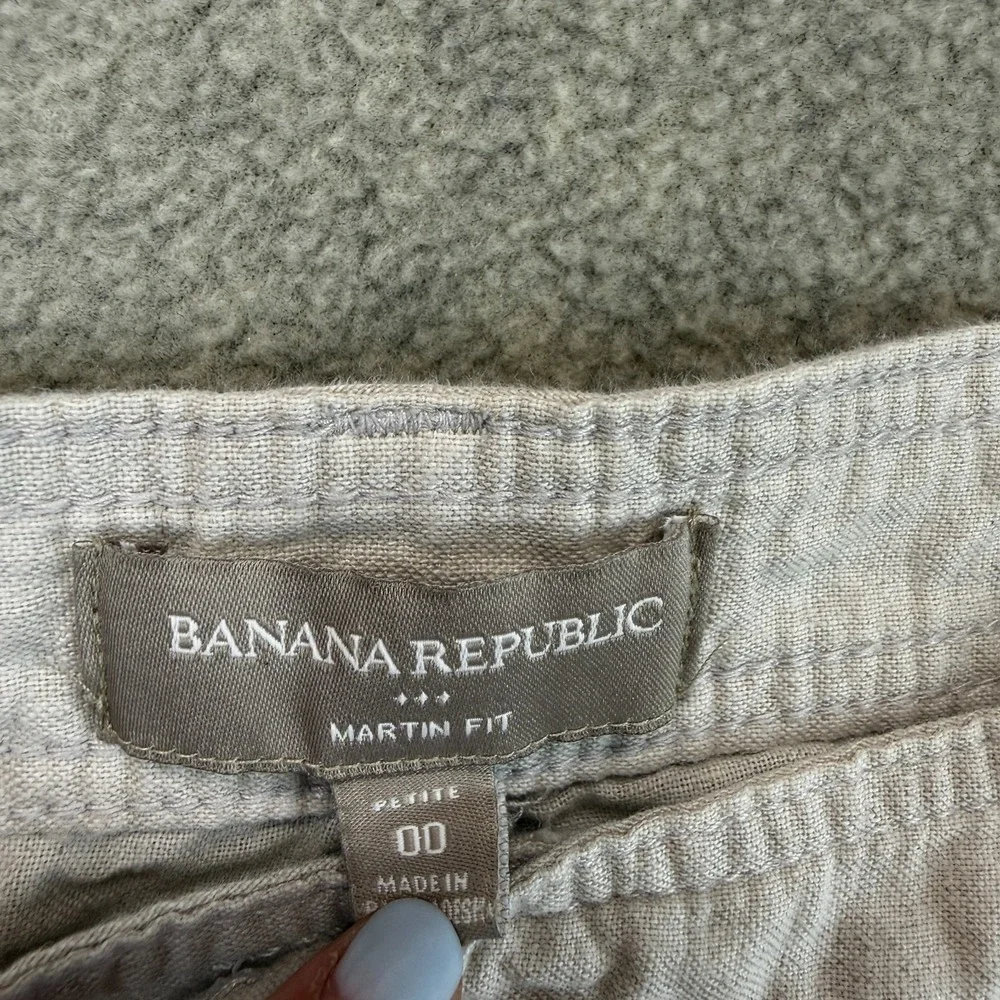 Banana Republic Womens Martin Fit Cropped Cargo Pants Linen-Blend Petite 00